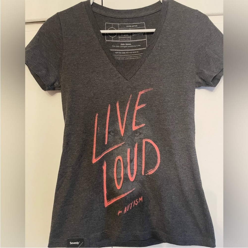 Gray Fitted Cap Sleeve T-Shirt Live Loud Design